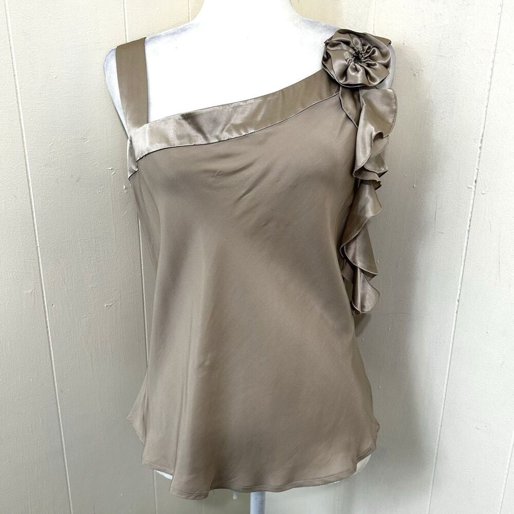 Alison Taylor Top Size Large 100% Silk Metallic Gold Sleeveless Blouse NEW Top